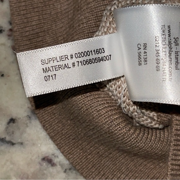 Polo Ralph Lauren Pima Cotton XL Quarter Zip Waffle Knit Sweater Beige Tan Brown - Picture 6 of 9